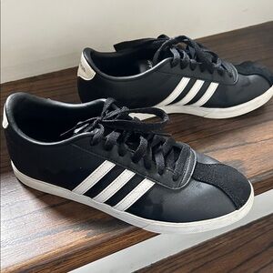Women adidas Black Sneakers with White Three-Stripes